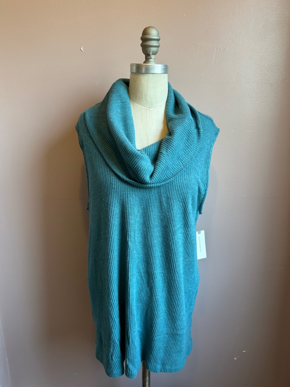 NWT Anthropologie Vanessa Virginia Ribbed Knit Cowl Neck Sweater Tank Size XL